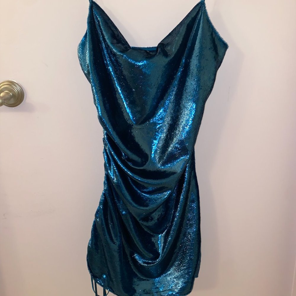 Cinq à Sept Astrid Dress in Teal Topaz Size 4 - Picture 4 of 7